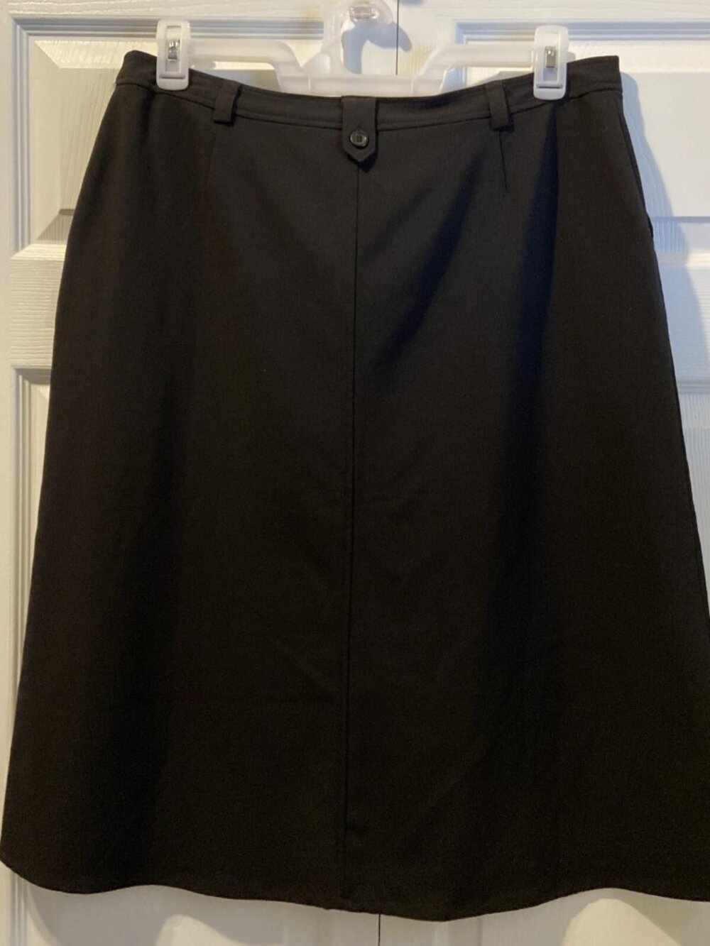Christopher & Banks Black Stretch Midi Skirt Size 14 Frt Pockets A-Line 29"L 14